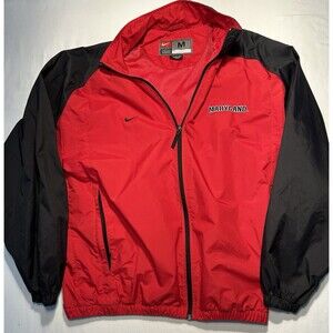 Maryland Terrapins Nike Team Men’s Size M Medium Jacket Windbreaker Lined Red